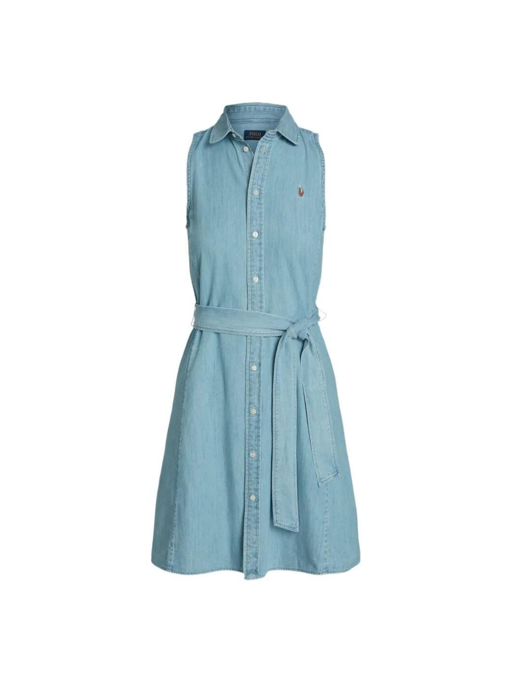 Cotton Chambray Sleeveless Shirtdress