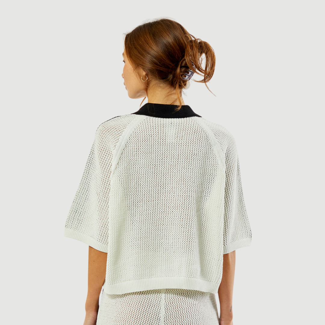 CROCHETED POLO SWEATER