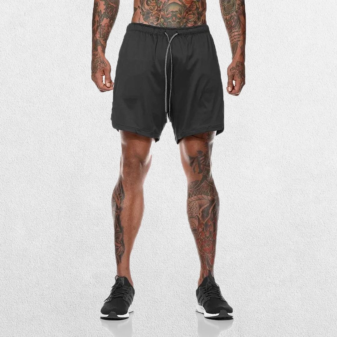 GPW Men's 2-in-1 Running Shorts for Gym & Fitness Workouts