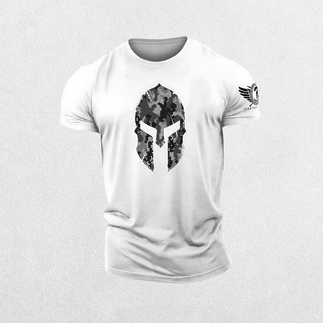 GPW 3D Printed Spartan Helmet Gym T-Shirt - Hex Camo Tough Guy Tee