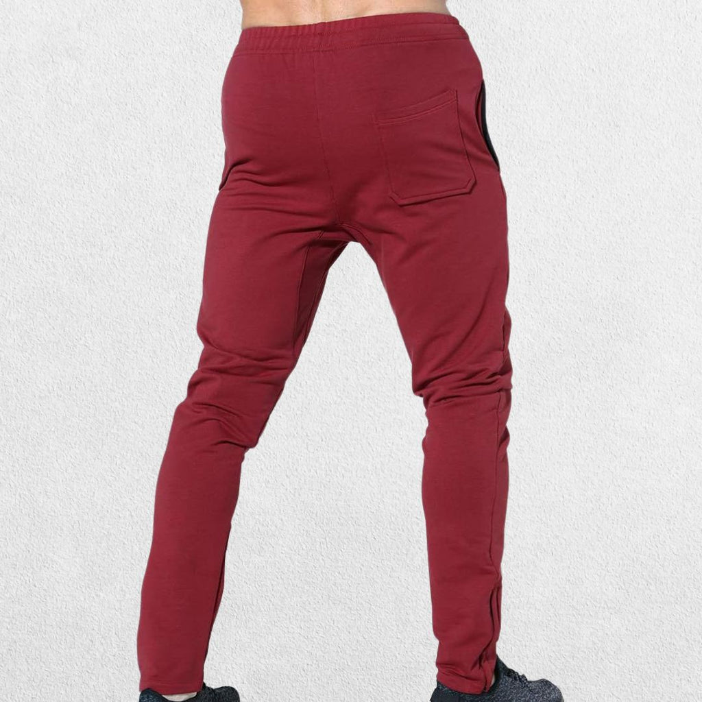 GPW Men’s Slim Fit Zip Athletic Pants - Gym Workout Track Pants with Pockets