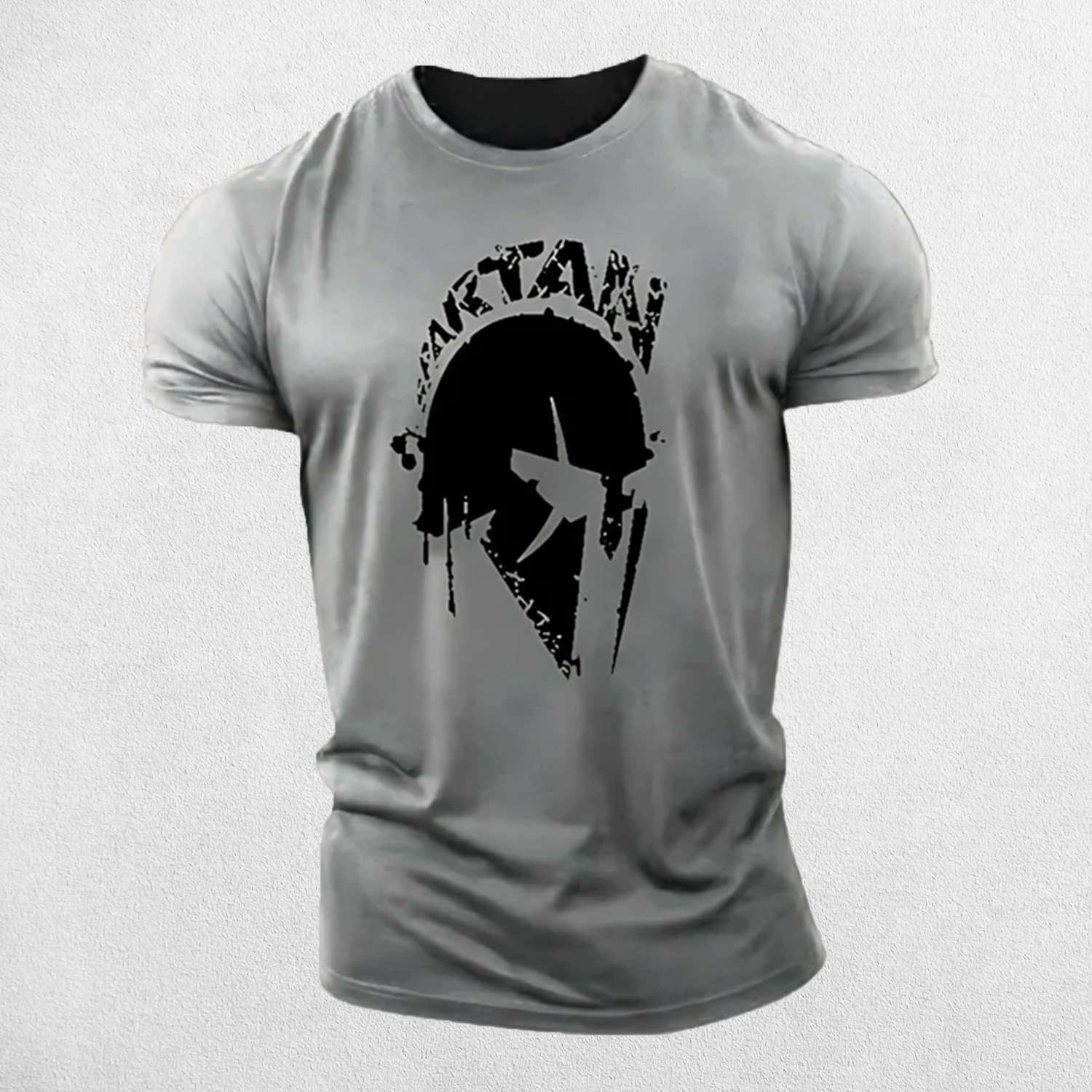 Vintage Spartan Print Men's Fitness T-Shirt - Breathable Cotton Blend