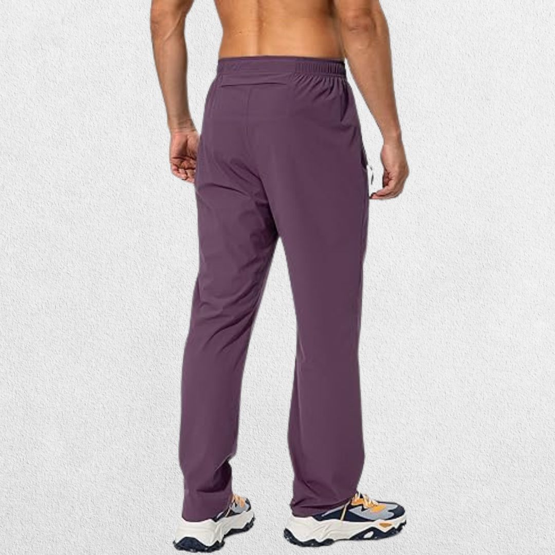 Men's Workout Athletic Trousers with Elastic Waist and Zipper Pockets