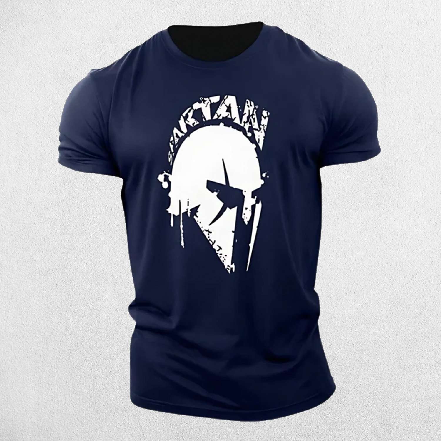 Vintage Spartan Print Men's Fitness T-Shirt - Breathable Cotton Blend