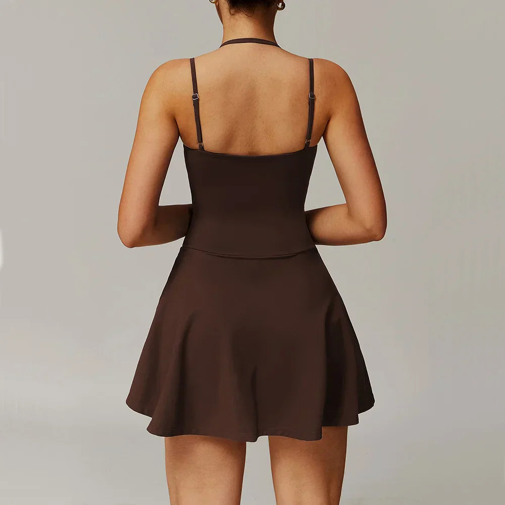 Gym Jumpsuits Women's Fitness Suit Short Sets Sports Overalls for Woman Tracksuit Yoga Clothing Workout Sportswear Short Skirt