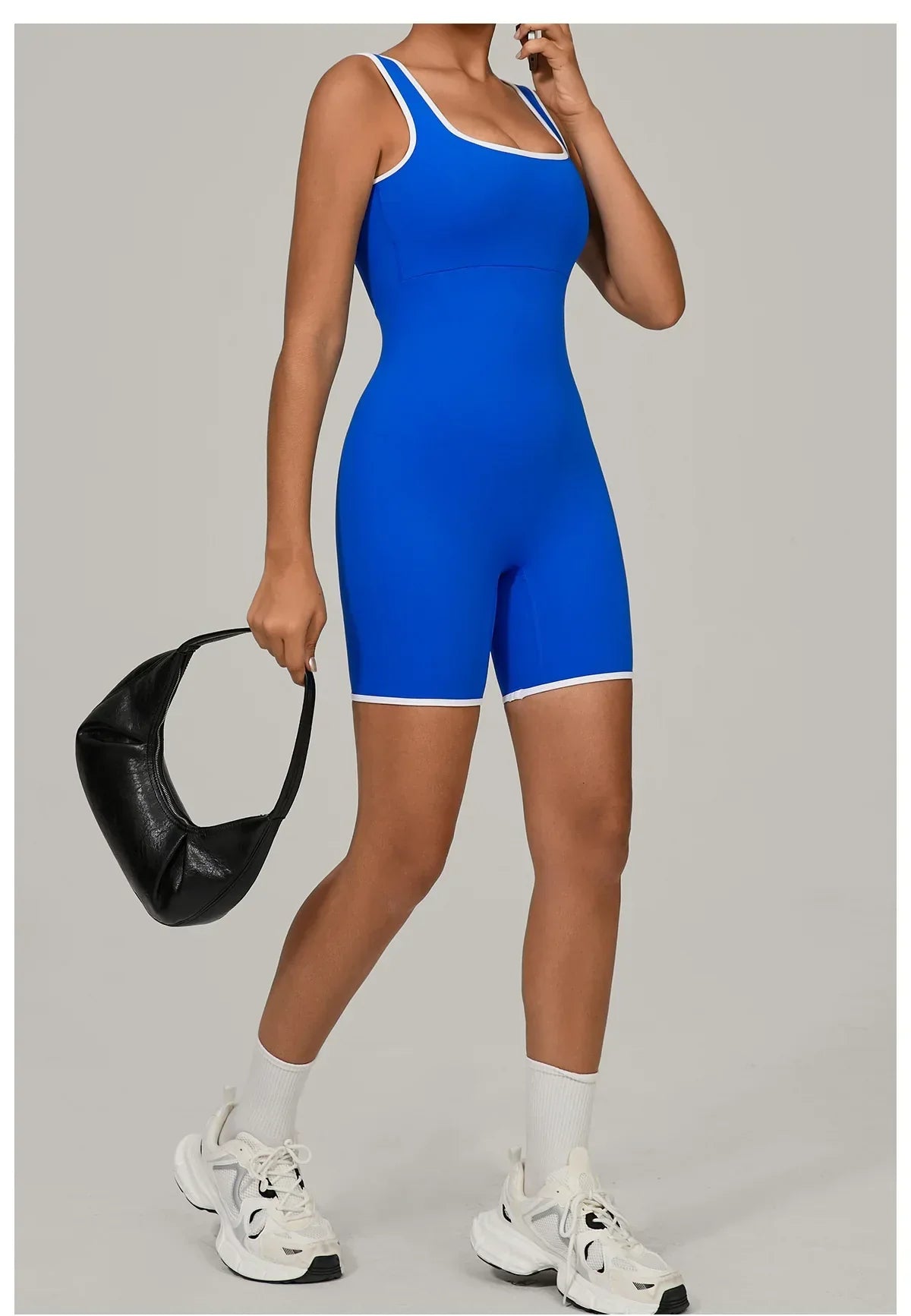 Women Color Blocked Yoga Jumpsuit Sleeveless Romper Elastic Quick Drying Fitness Workout Sportswear One-Piece Short Yoga Clothes