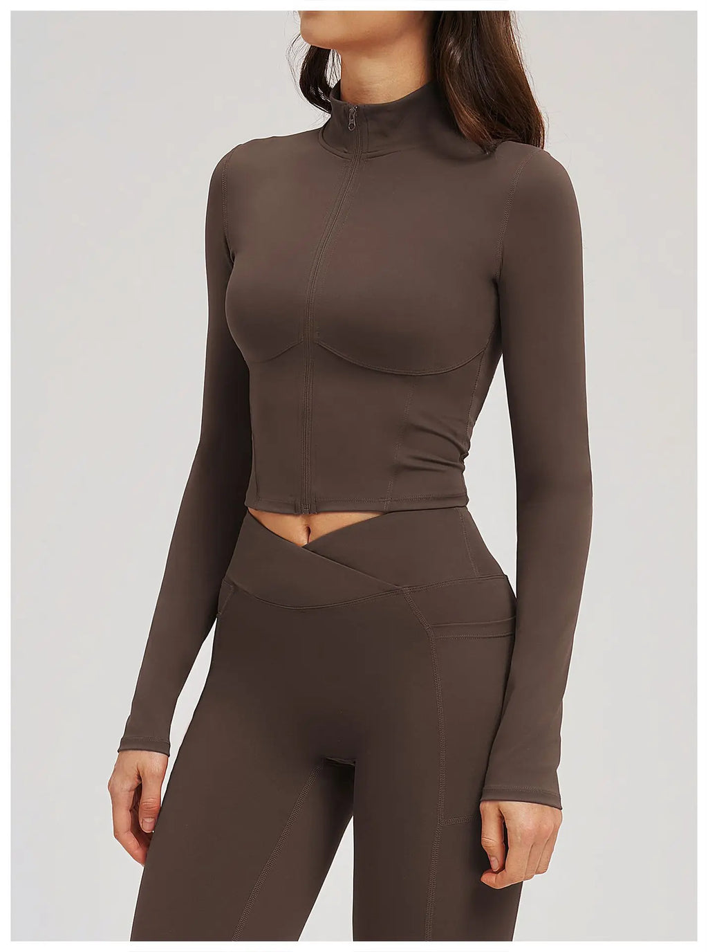 Yoga Long Sleeve Zipper Jacket Women Crop Tops T-shirts Solid Sports Top Running Shirts Sexy Quick Dry Fitness Gym Sport Wear