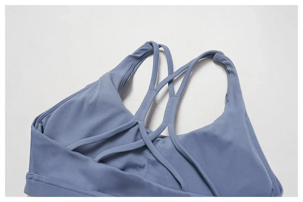 Women Tops Back Cross Strap Tank Top Push Up Underwear Running Sports Bra Breathable Soft Fitness Beauty Solid Color Yoga Bra