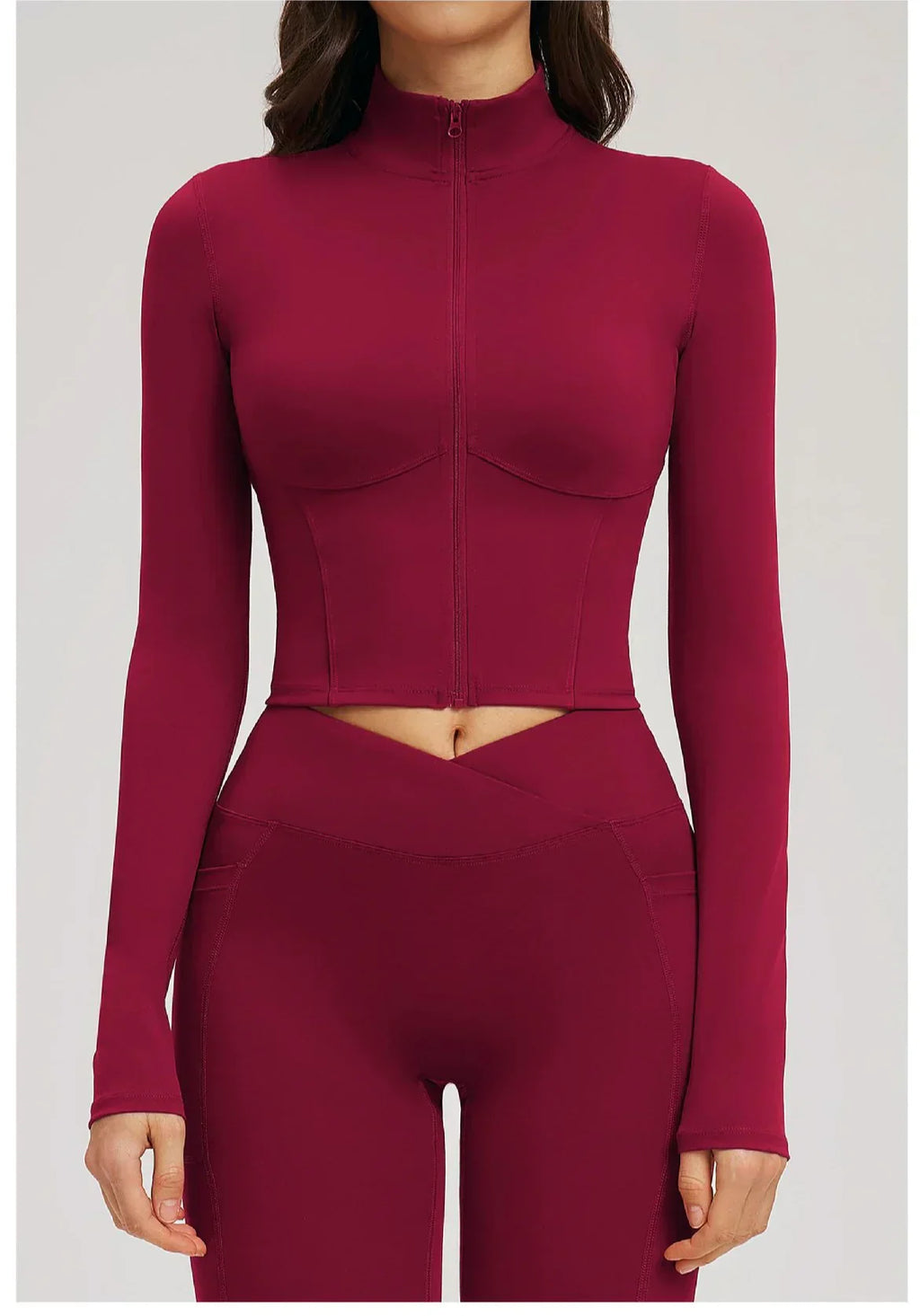 Yoga Long Sleeve Zipper Jacket Women Crop Tops T-shirts Solid Sports Top Running Shirts Sexy Quick Dry Fitness Gym Sport Wear