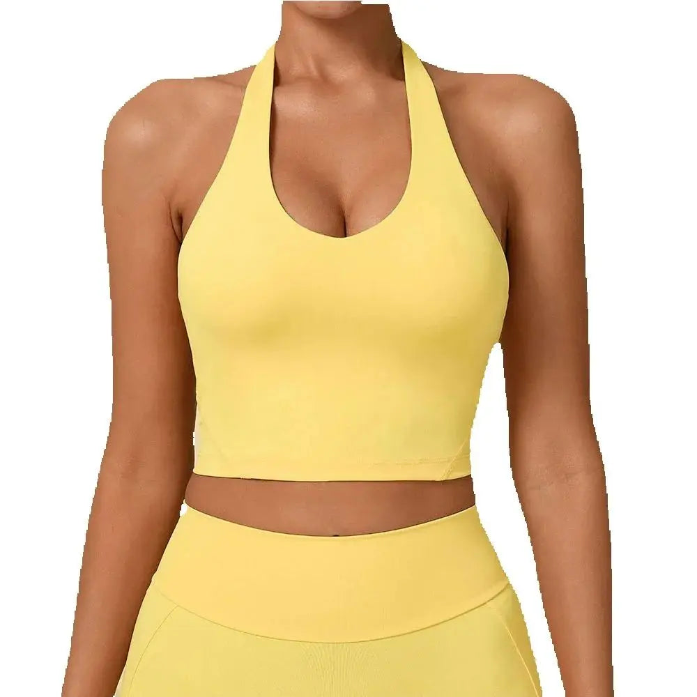 Sexy Impact Sports Bra Women Halter Top High Support Push-up Open Back Gym Bra Shockproof Running Fitness Yoga Workout Underwear