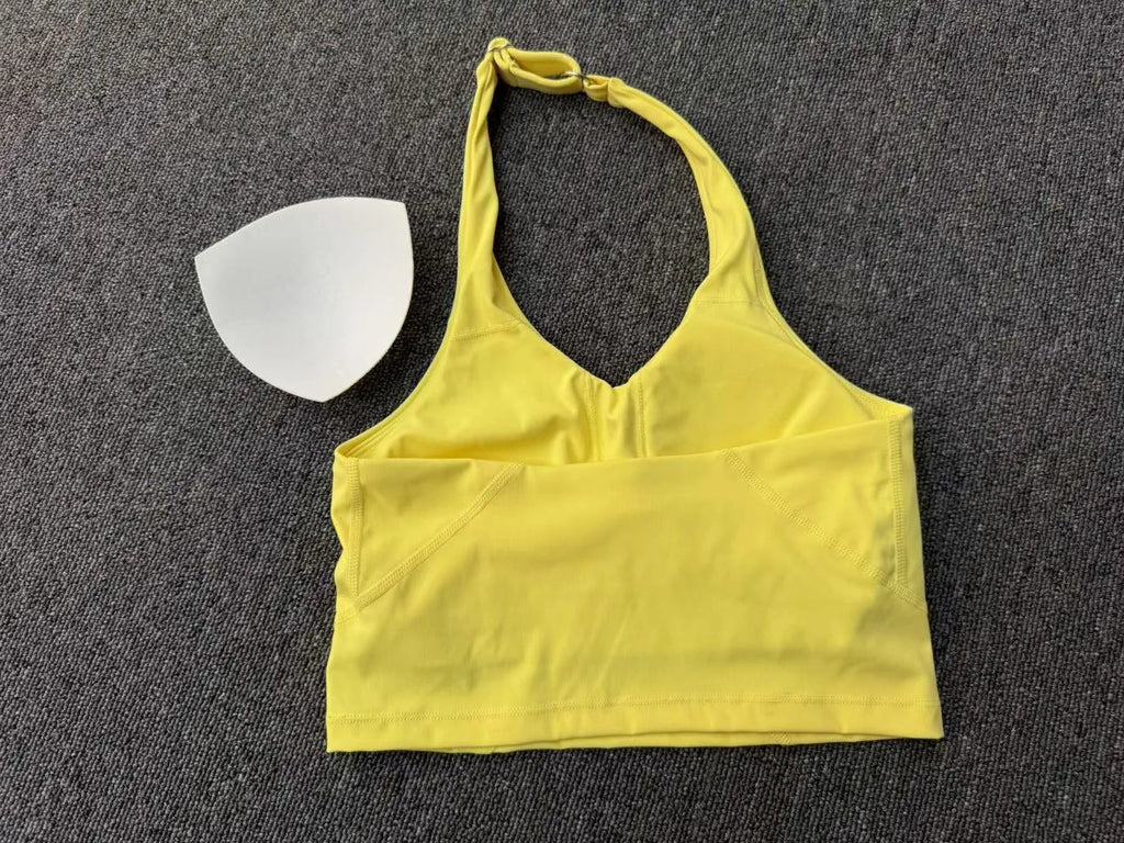 Sexy Impact Sports Bra Women Halter Top High Support Push-up Open Back Gym Bra Shockproof Running Fitness Yoga Workout Underwear
