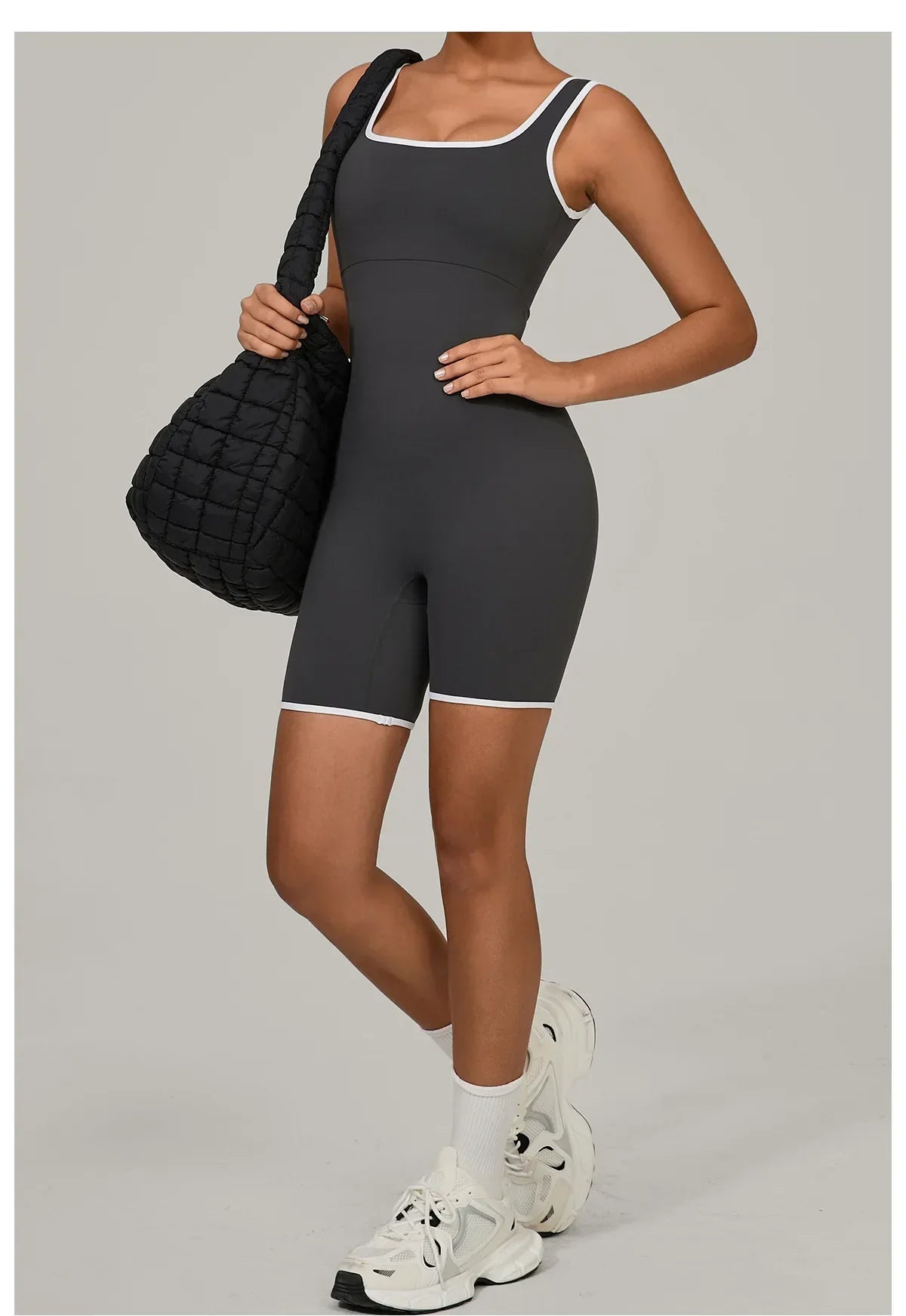 Women Color Blocked Yoga Jumpsuit Sleeveless Romper Elastic Quick Drying Fitness Workout Sportswear One-Piece Short Yoga Clothes