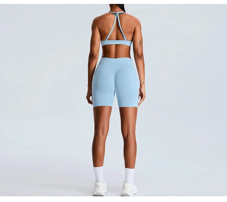 Women Sports Underwear Scrunch Push-up High Support Adjustable Thin Shoulder Strap Tank Fitness Top Seamless Workout Yoga Bras