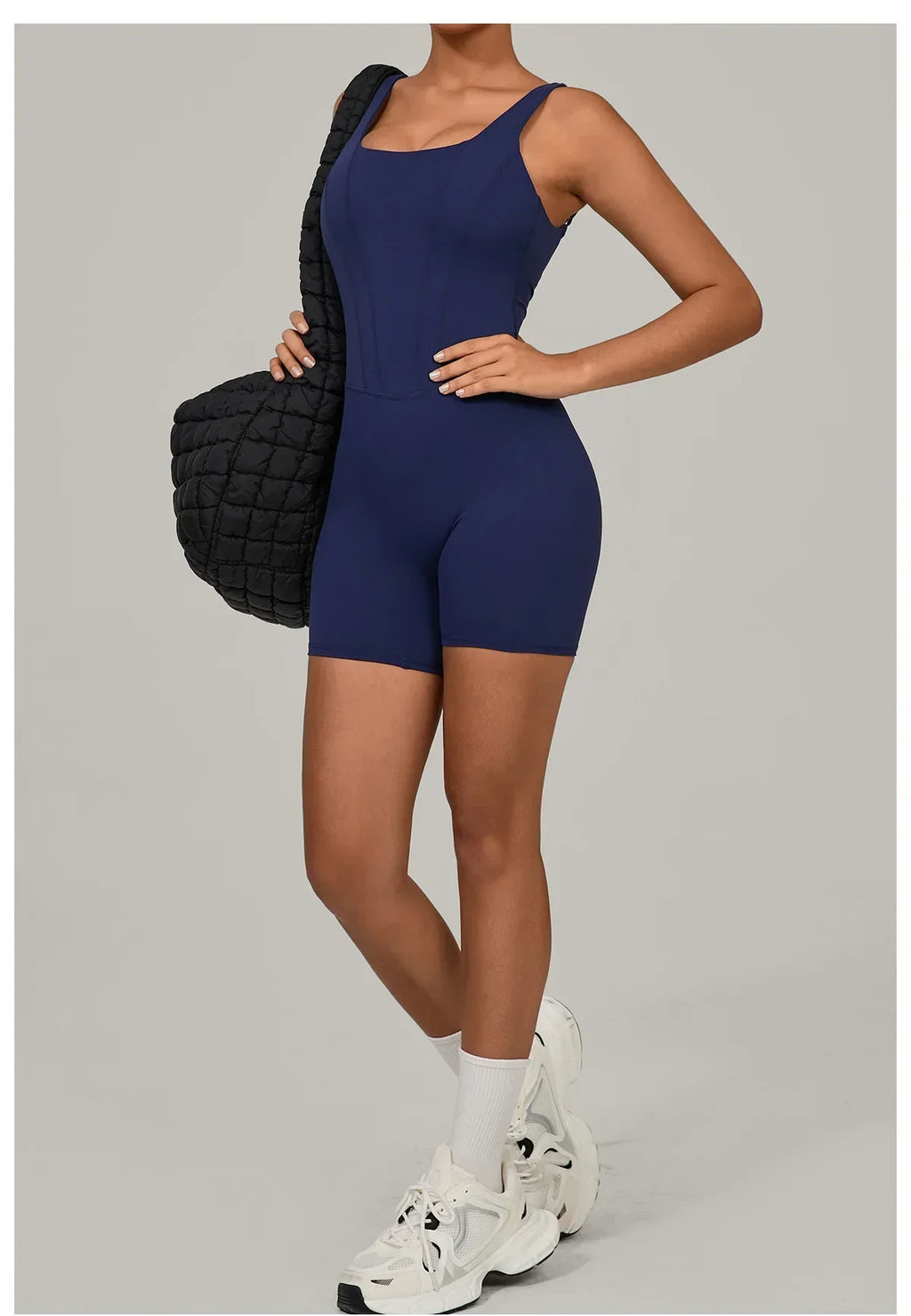 Women's Tracksuit Backless Workout Rompers Top Bodycon One Piece Halter Sleeveless Bodysuit Short Jumpsuits Push Up Sportswear