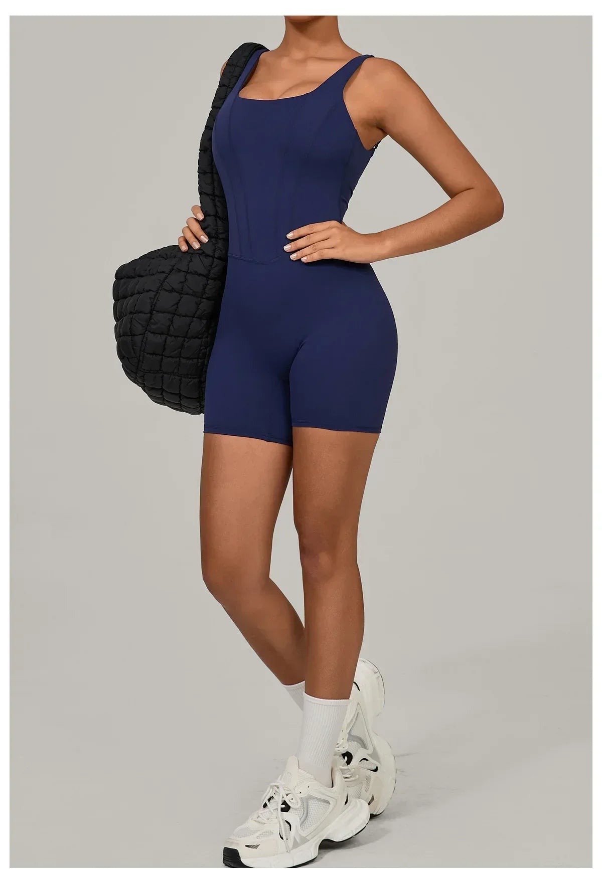 Women's Tracksuit Backless Workout Rompers Top Bodycon One Piece Halter Sleeveless Bodysuit Short Jumpsuits Push Up Sportswear
