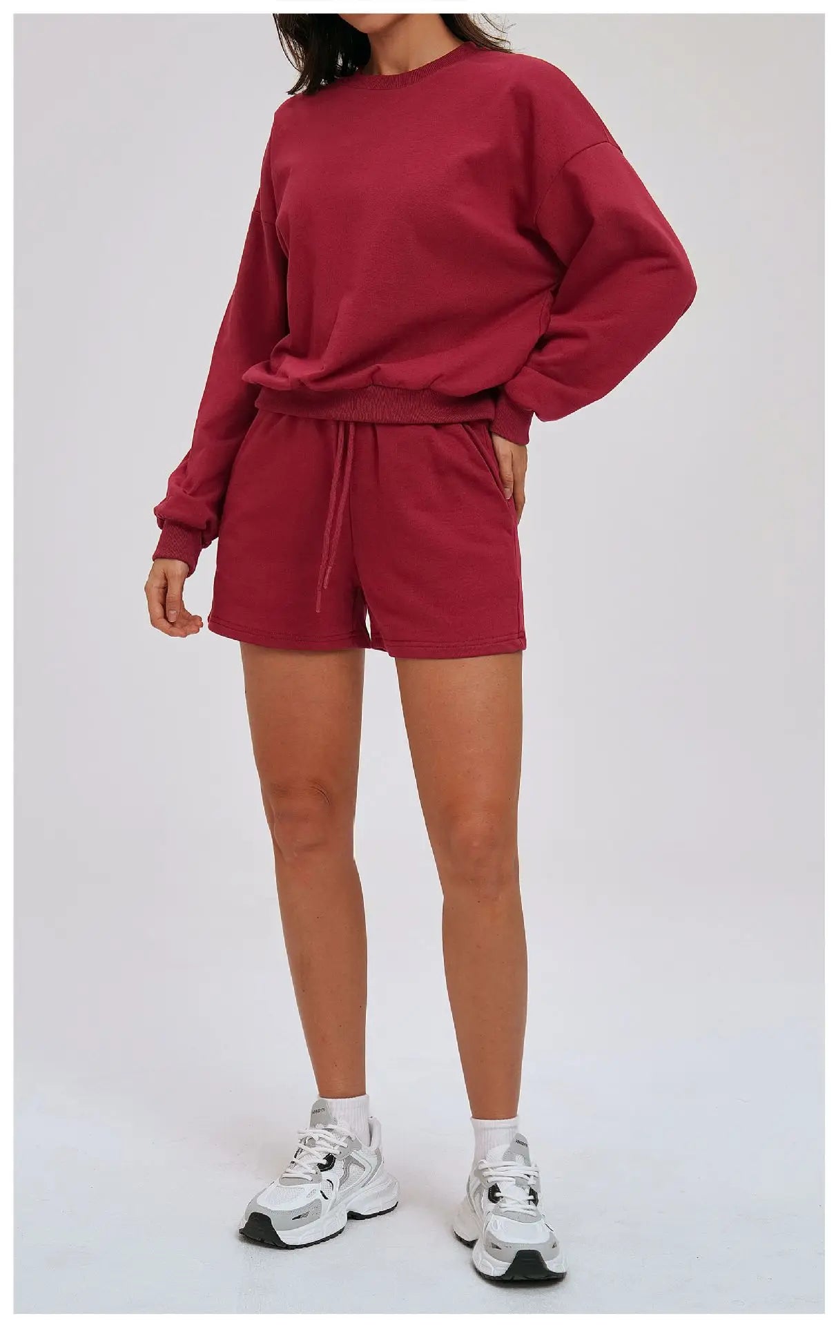 2-piece Yoga Set Women's Hoodie Set Winter Loose Long Sleeved Sports Set Outdoor Fitness Set Cycling Shorts Casual Set
