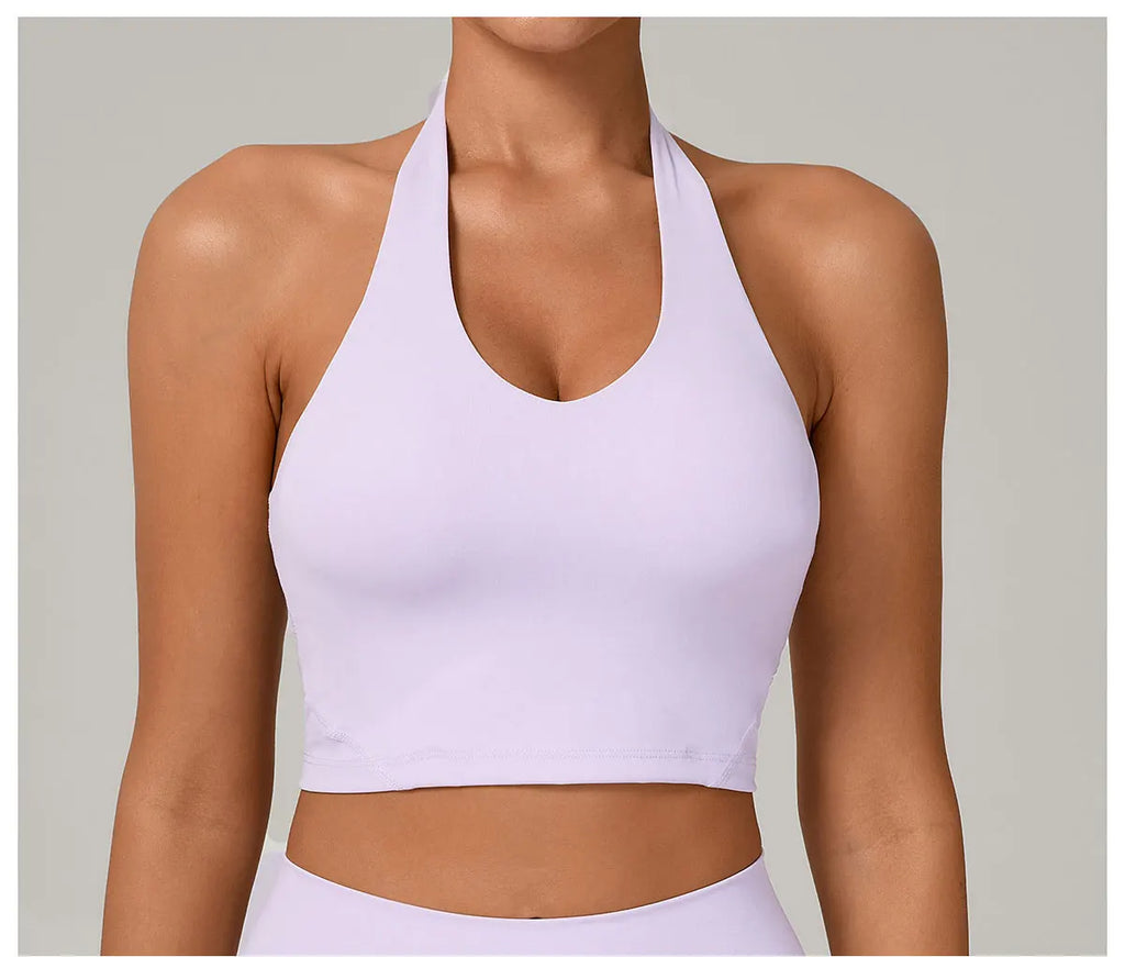 Sexy Impact Sports Bra Women Halter Top High Support Push-up Open Back Gym Bra Shockproof Running Fitness Yoga Workout Underwear