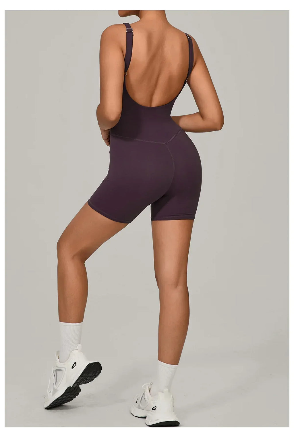 Women's Tracksuit Backless Workout Rompers Top Bodycon One Piece Halter Sleeveless Bodysuit Short Jumpsuits Push Up Sportswear