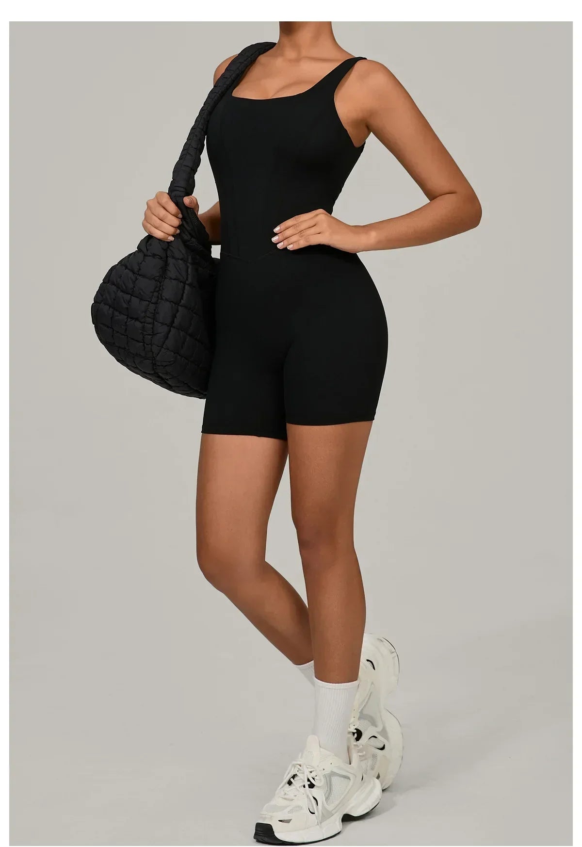 Women's Tracksuit Backless Workout Rompers Top Bodycon One Piece Halter Sleeveless Bodysuit Short Jumpsuits Push Up Sportswear