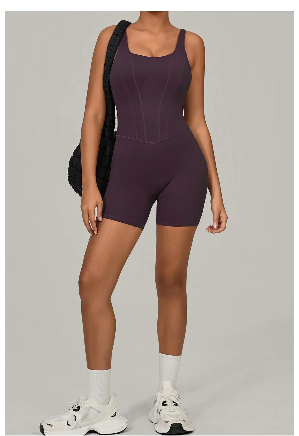 Women's Tracksuit Backless Workout Rompers Top Bodycon One Piece Halter Sleeveless Bodysuit Short Jumpsuits Push Up Sportswear