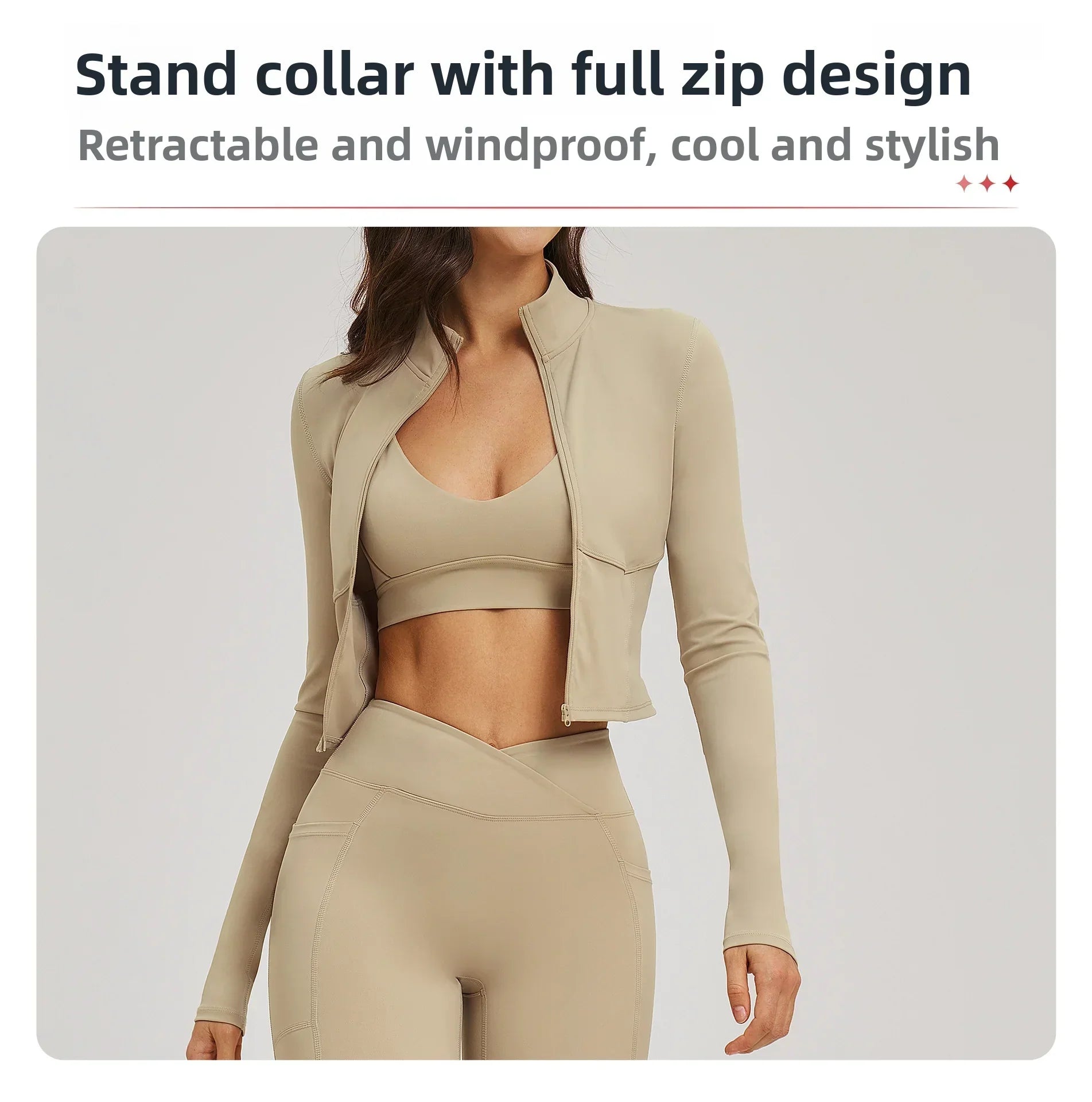 Yoga Long Sleeve Zipper Jacket Women Crop Tops T-shirts Solid Sports Top Running Shirts Sexy Quick Dry Fitness Gym Sport Wear