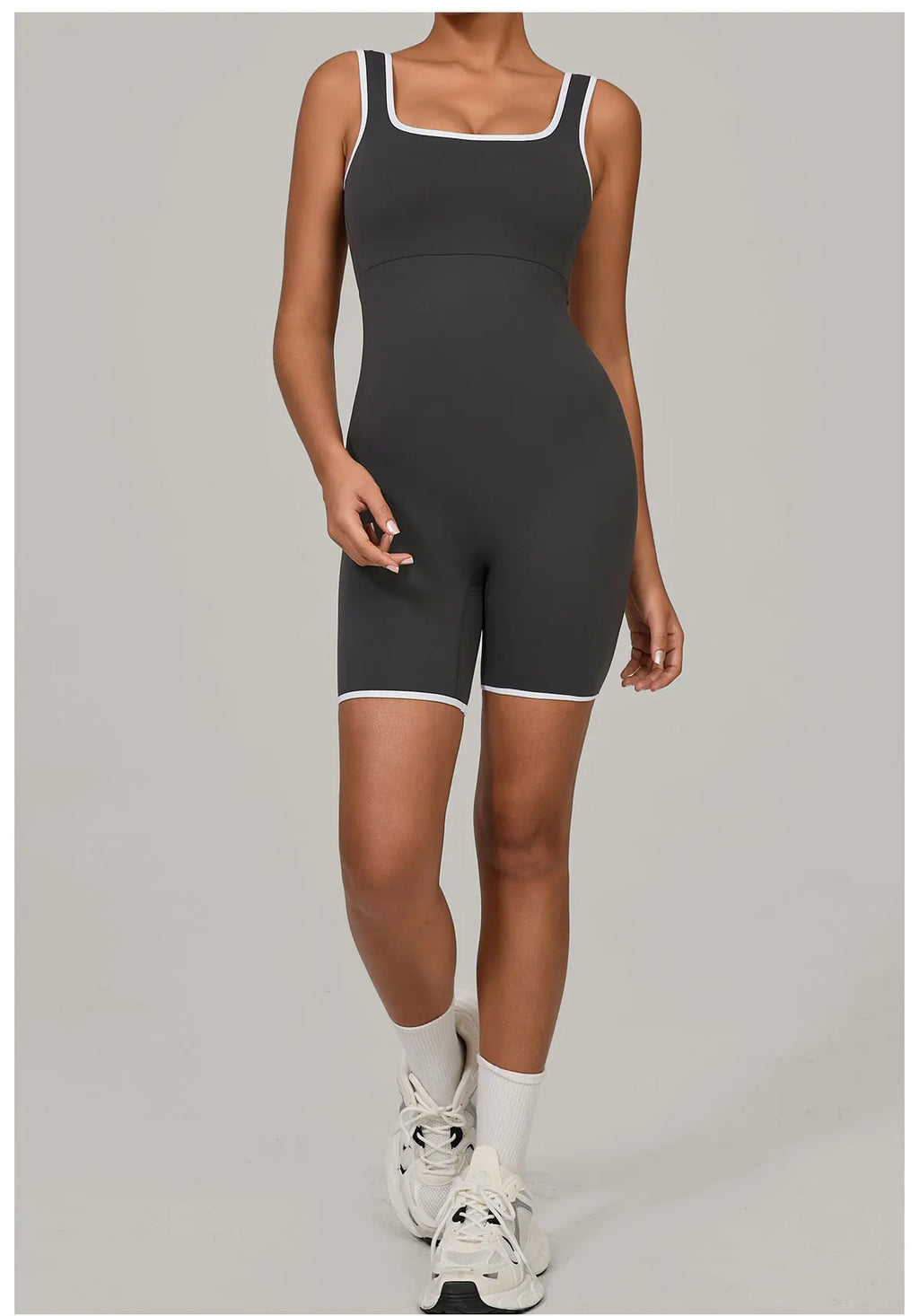 Women Color Blocked Yoga Jumpsuit Sleeveless Romper Elastic Quick Drying Fitness Workout Sportswear One-Piece Short Yoga Clothes