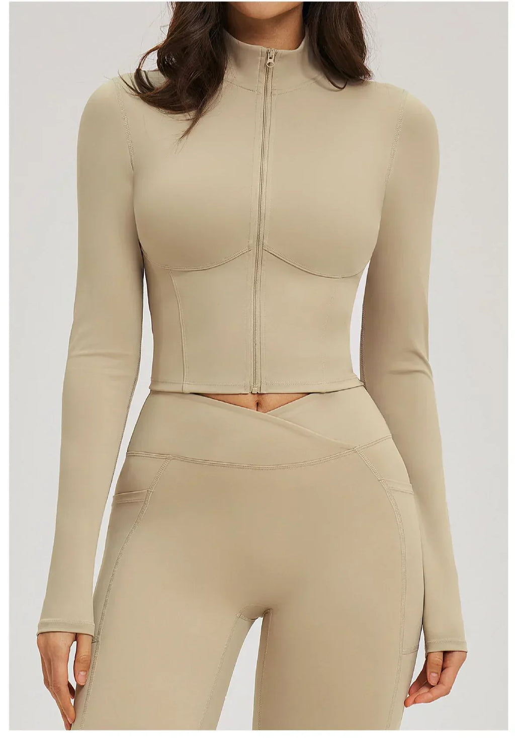 Yoga Long Sleeve Zipper Jacket Women Crop Tops T-shirts Solid Sports Top Running Shirts Sexy Quick Dry Fitness Gym Sport Wear