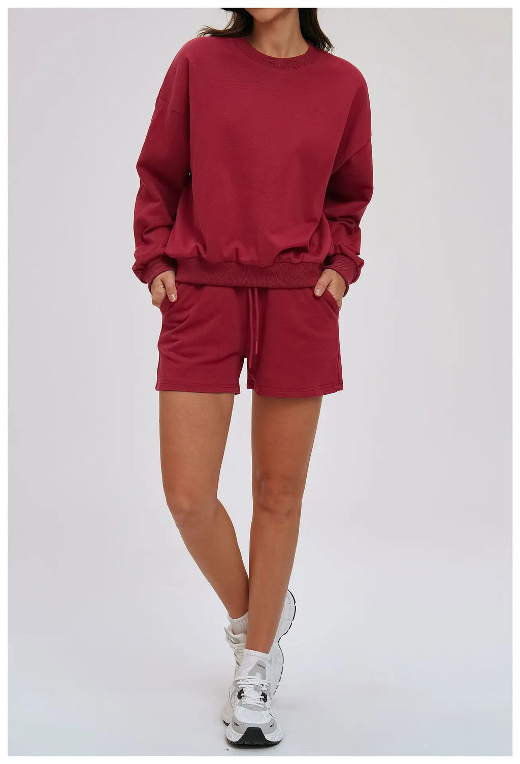 2-piece Yoga Set Women's Hoodie Set Winter Loose Long Sleeved Sports Set Outdoor Fitness Set Cycling Shorts Casual Set