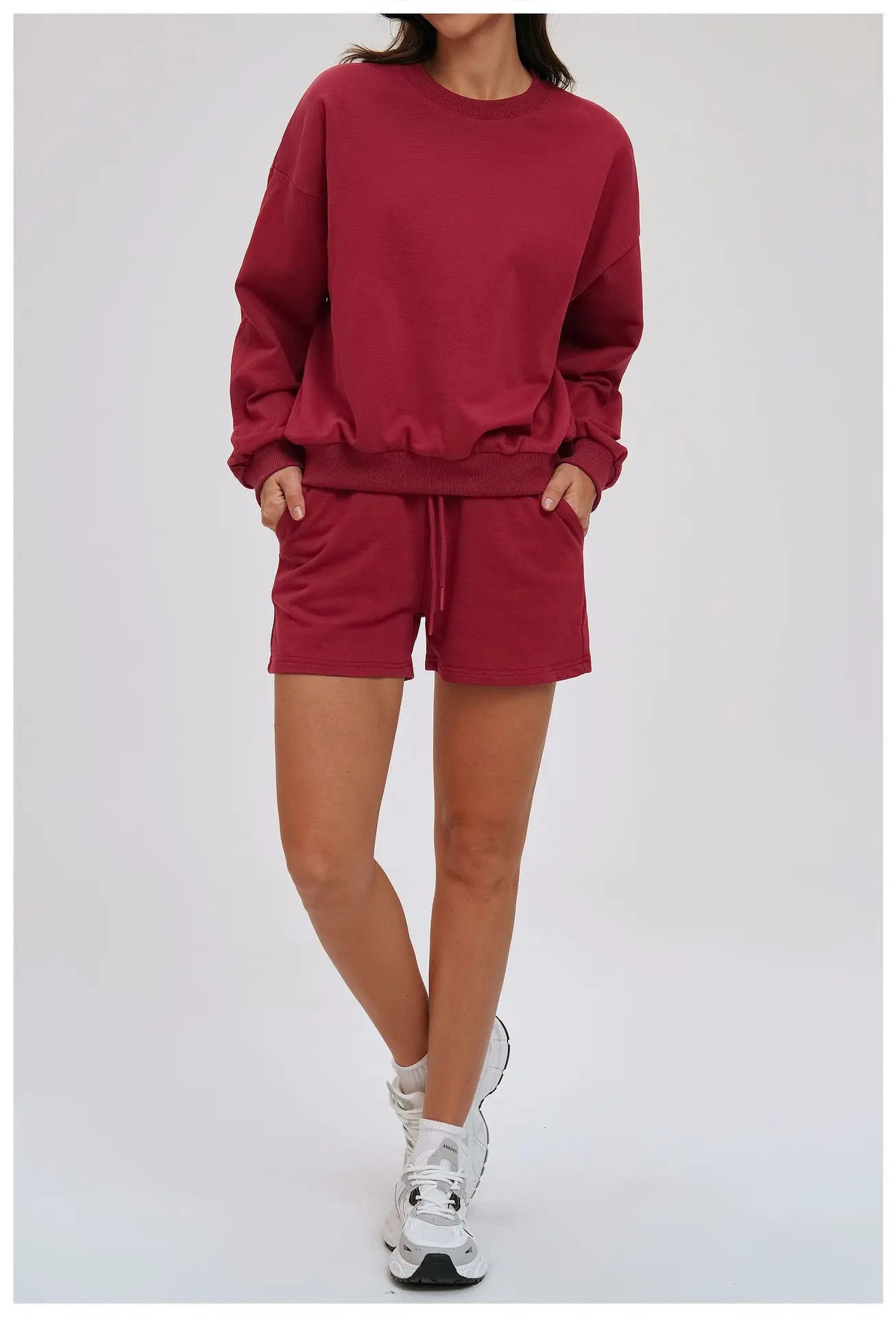 2-piece Yoga Set Women's Hoodie Set Winter Loose Long Sleeved Sports Set Outdoor Fitness Set Cycling Shorts Casual Set