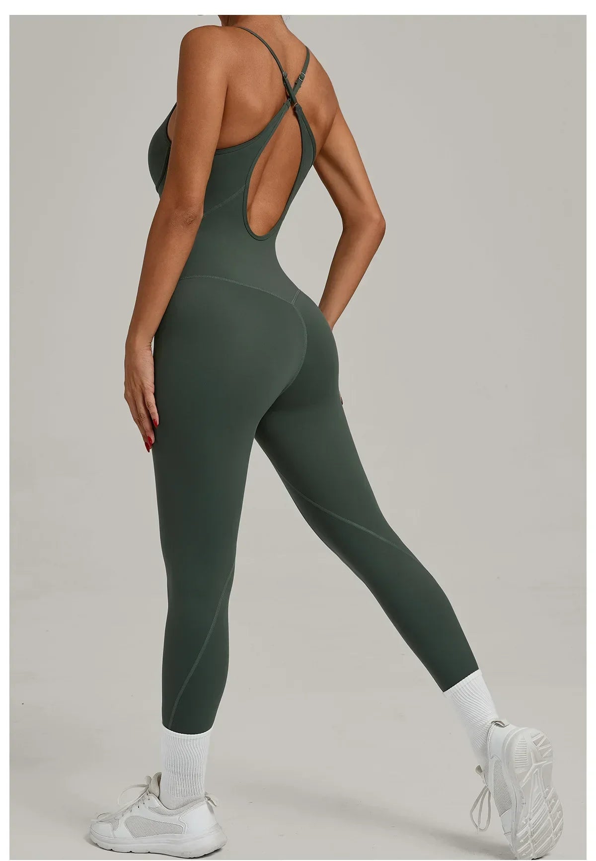 Fitness Jumpsuit Women Tracksuit Sports Playsuit Running One Piece Yoga Suit Scrunch Backless Set Rompers Gym Clothes
