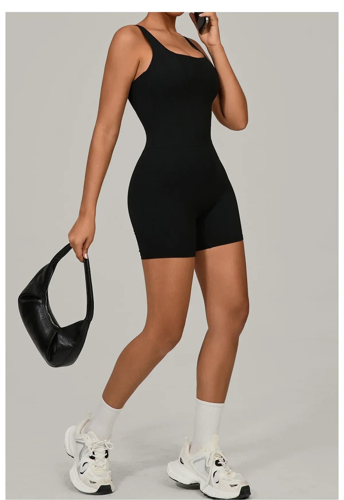 Women's Tracksuit Backless Workout Rompers Top Bodycon One Piece Halter Sleeveless Bodysuit Short Jumpsuits Push Up Sportswear