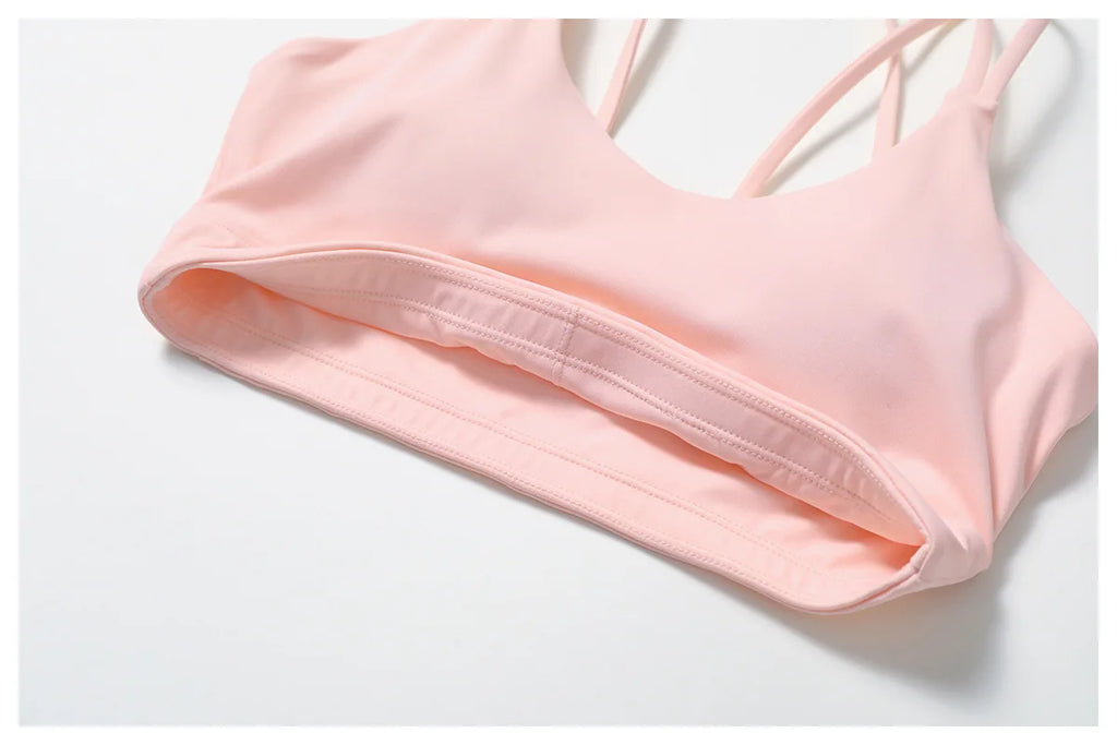 Women's Sports Bra Sexy Criss Cross Straps Back High Support Impact Yoga Underwear Running Fitness Gym Padded Bralette Tops