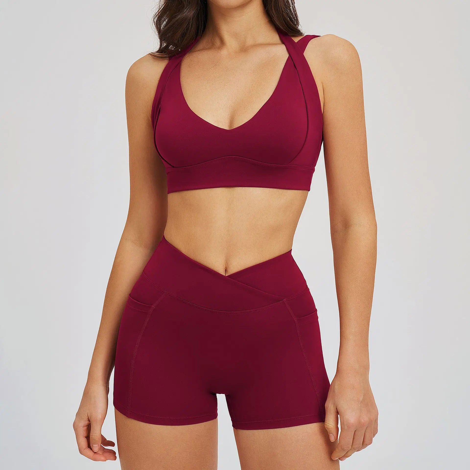Sports Set 2 Pieces Shorts Gym Exercise Clothes Women's Yoga Suit Fitness Outfits Short Underwear Training Workout Tracksuit
