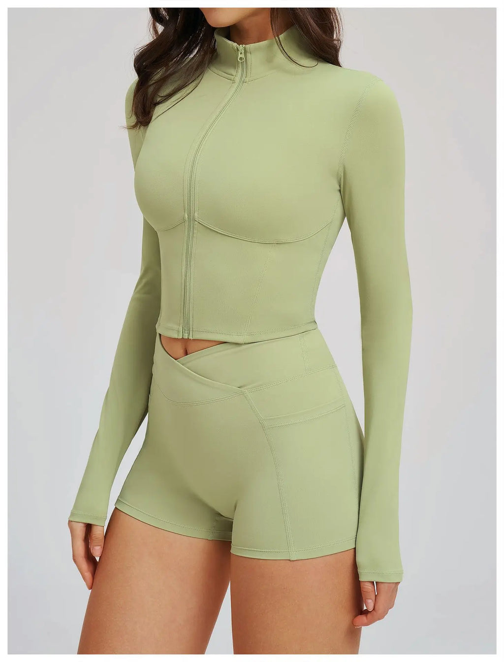 Yoga Long Sleeve Zipper Jacket Women Crop Tops T-shirts Solid Sports Top Running Shirts Sexy Quick Dry Fitness Gym Sport Wear