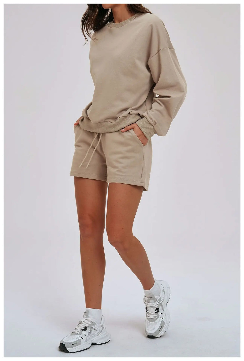 2-piece Yoga Set Women's Hoodie Set Winter Loose Long Sleeved Sports Set Outdoor Fitness Set Cycling Shorts Casual Set