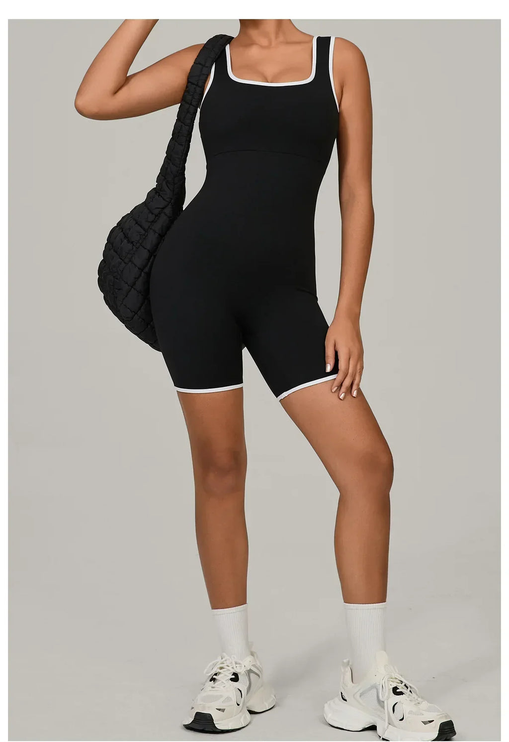 Women Color Blocked Yoga Jumpsuit Sleeveless Romper Elastic Quick Drying Fitness Workout Sportswear One-Piece Short Yoga Clothes