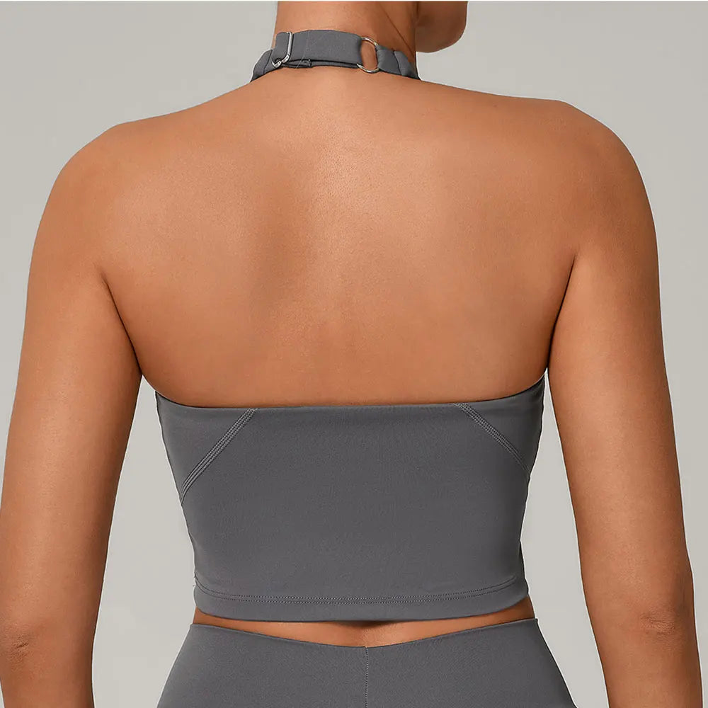 Sexy Impact Sports Bra Women Halter Top High Support Push-up Open Back Gym Bra Shockproof Running Fitness Yoga Workout Underwear