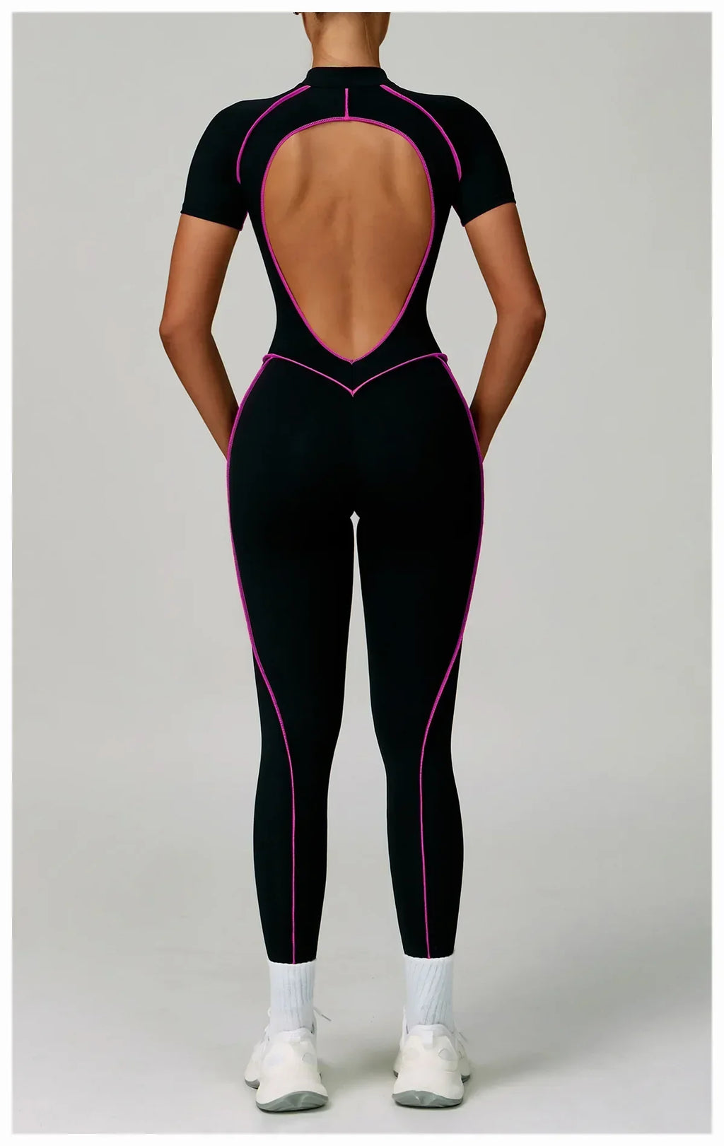 Gym Set Women Training Yoga Suit Sportswear Women Short Sleeves Sports Jumpsuit Fitness Rompers Zipper Push Up Workout Bodysuits