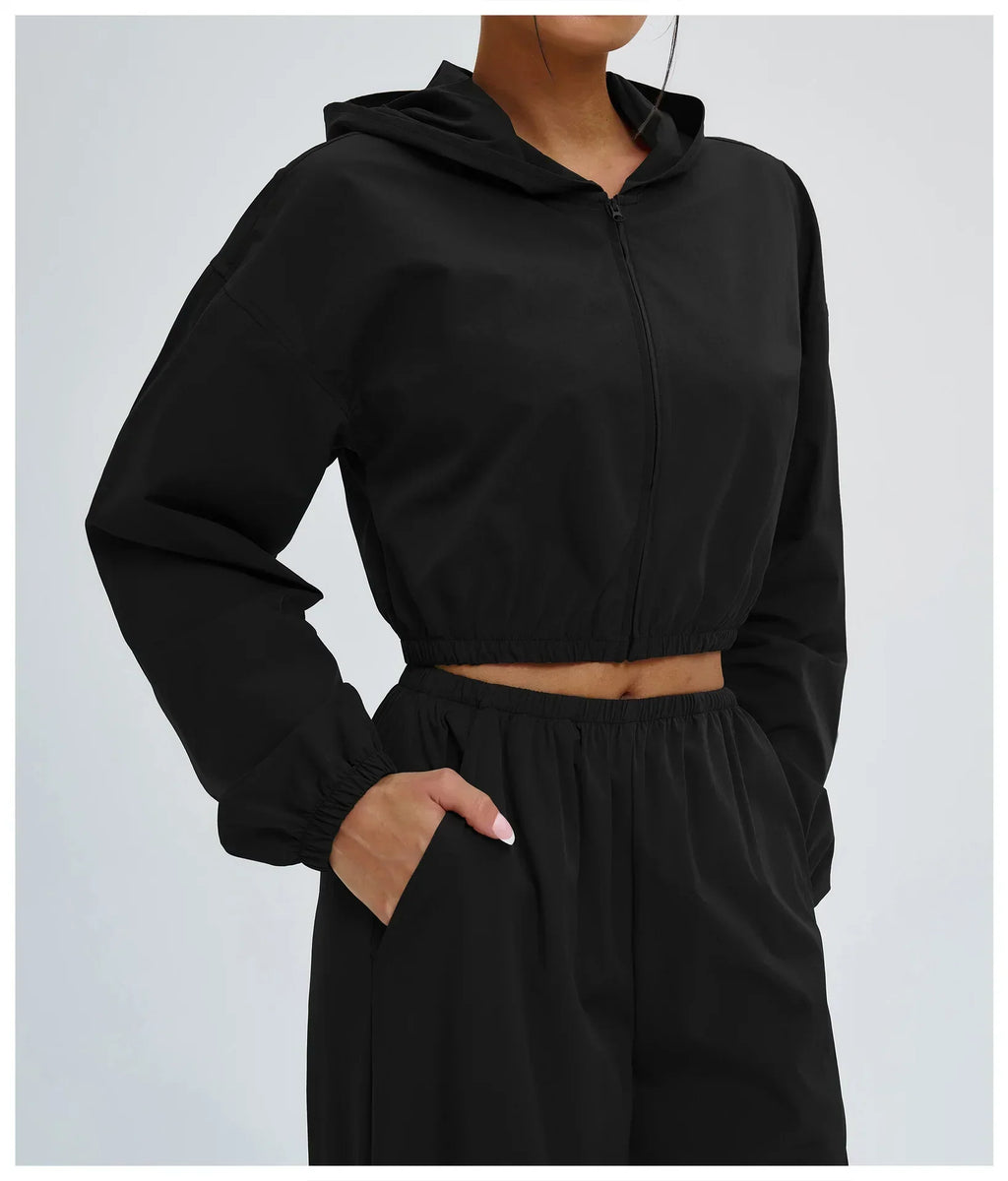 New Yoga Long Sleeve Outdoor Sunscreen Coat Women's Zipper Windproof Hoodie Sports Coat Cycling and Mountaineering Outerwear Top