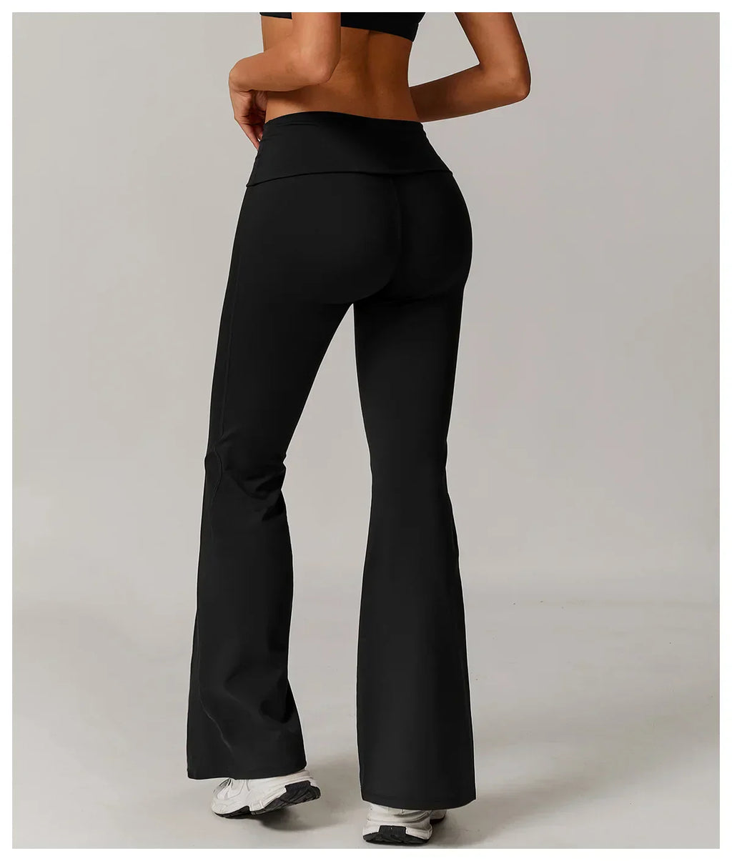 Flare Leggings Yoga Pants Women High Waist Wide Leg Yoga Pants Gym Sports Slim Flared Tights Pants Control Tummy Dance Trousers