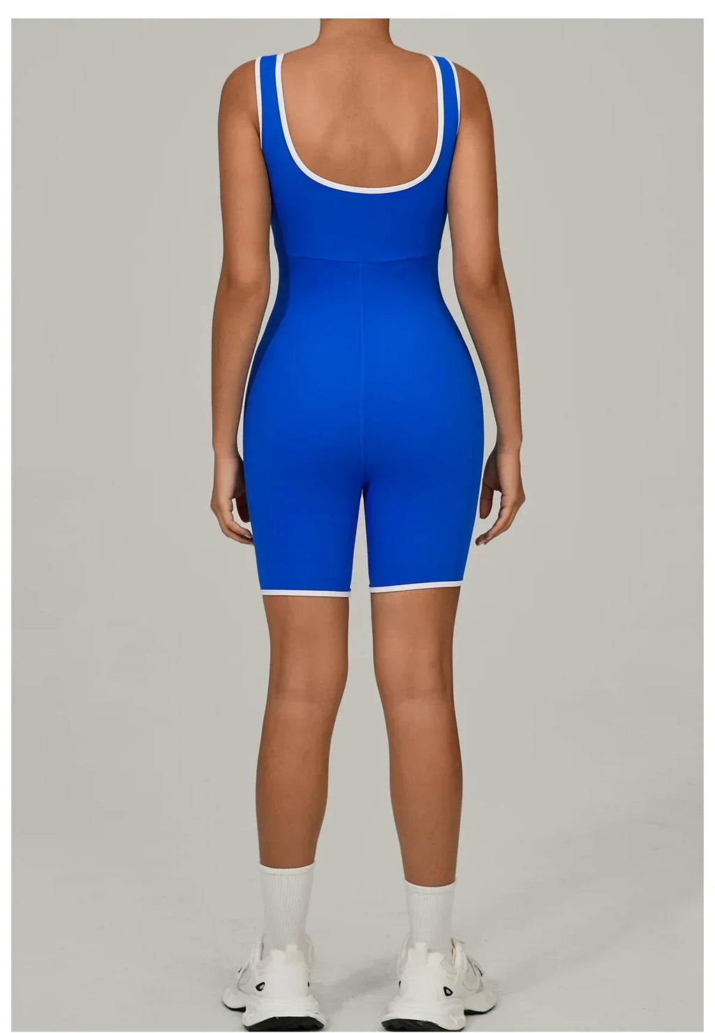 Women Color Blocked Yoga Jumpsuit Sleeveless Romper Elastic Quick Drying Fitness Workout Sportswear One-Piece Short Yoga Clothes