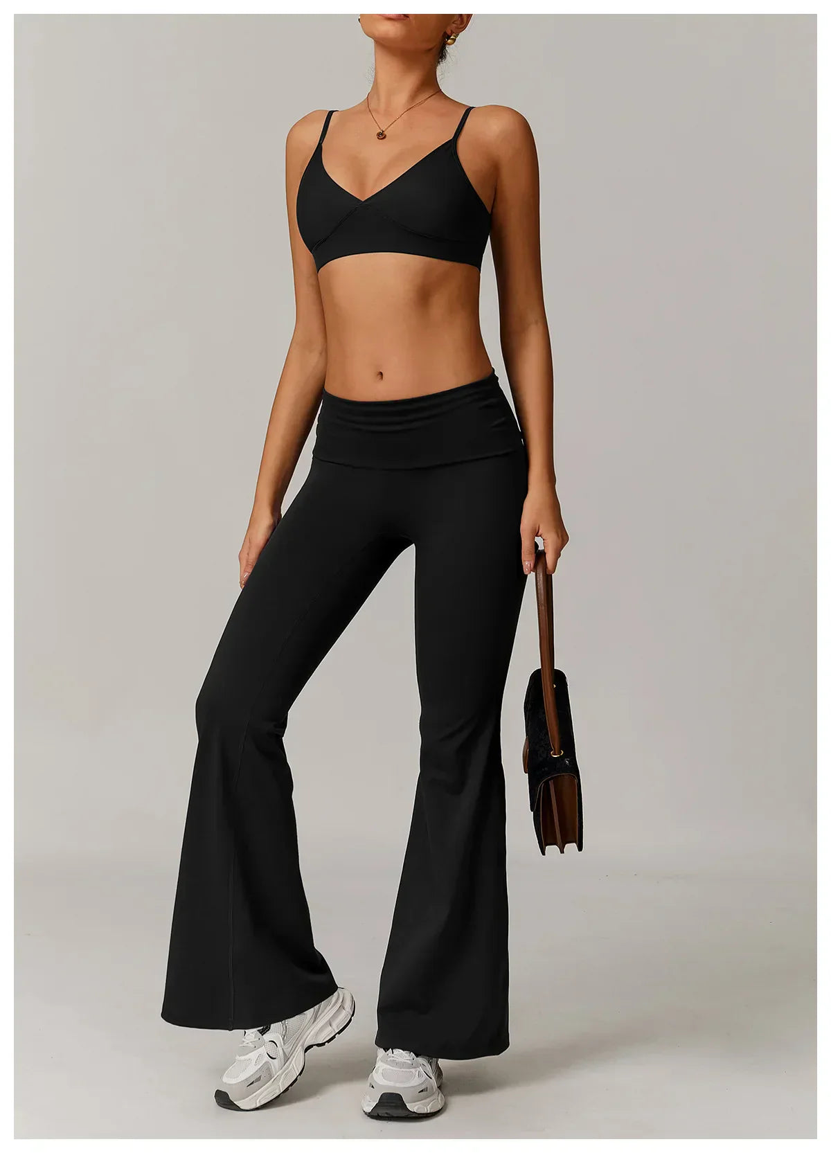 Flare Leggings Yoga Pants Women High Waist Wide Leg Yoga Pants Gym Sports Slim Flared Tights Pants Control Tummy Dance Trousers