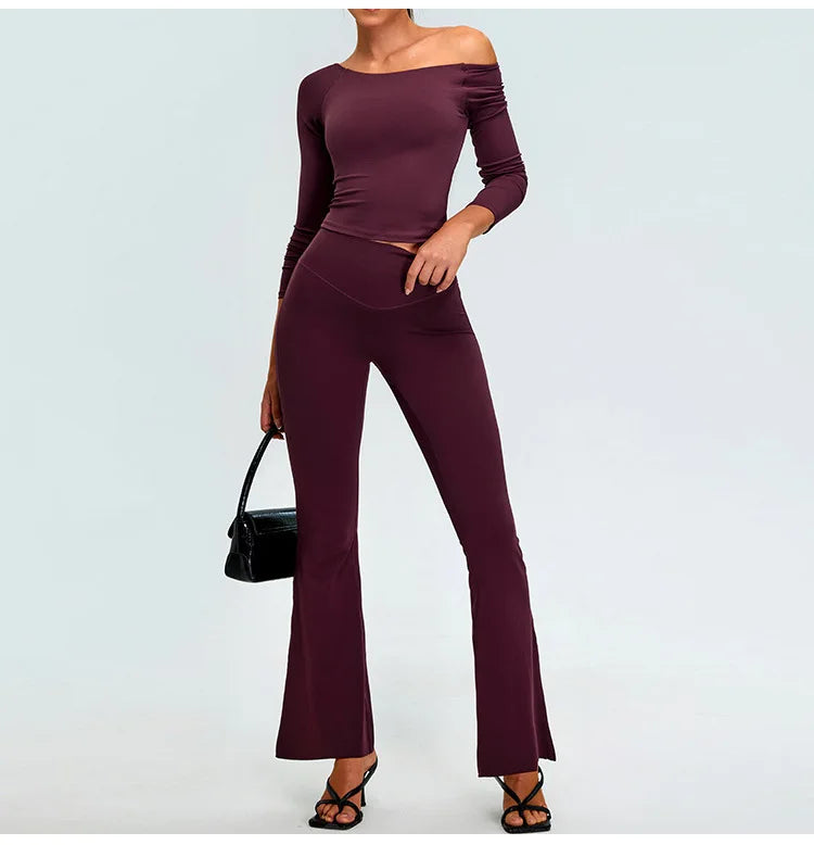Yoga Set Women's Tracksuit 2 Pieces Workout Sportswear Running Gym Clothing High Waist Leggings Fitness Long Sleeved Sports Suit