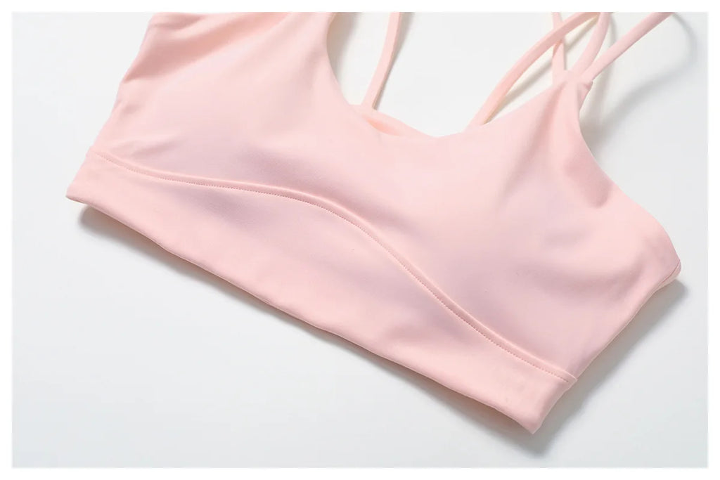 Women's Sports Bra Sexy Criss Cross Straps Back High Support Impact Yoga Underwear Running Fitness Gym Padded Bralette Tops