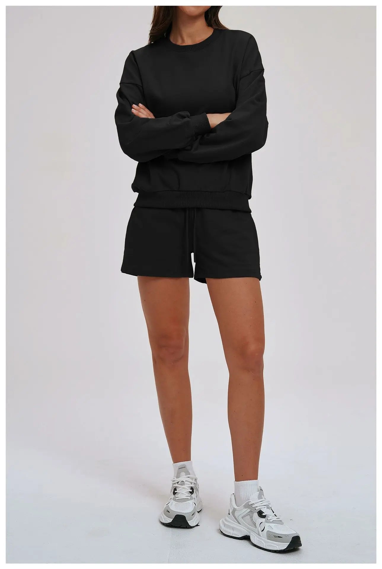 2-piece Yoga Set Women's Hoodie Set Winter Loose Long Sleeved Sports Set Outdoor Fitness Set Cycling Shorts Casual Set
