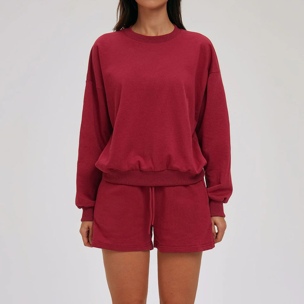 2-piece Yoga Set Women's Hoodie Set Winter Loose Long Sleeved Sports Set Outdoor Fitness Set Cycling Shorts Casual Set