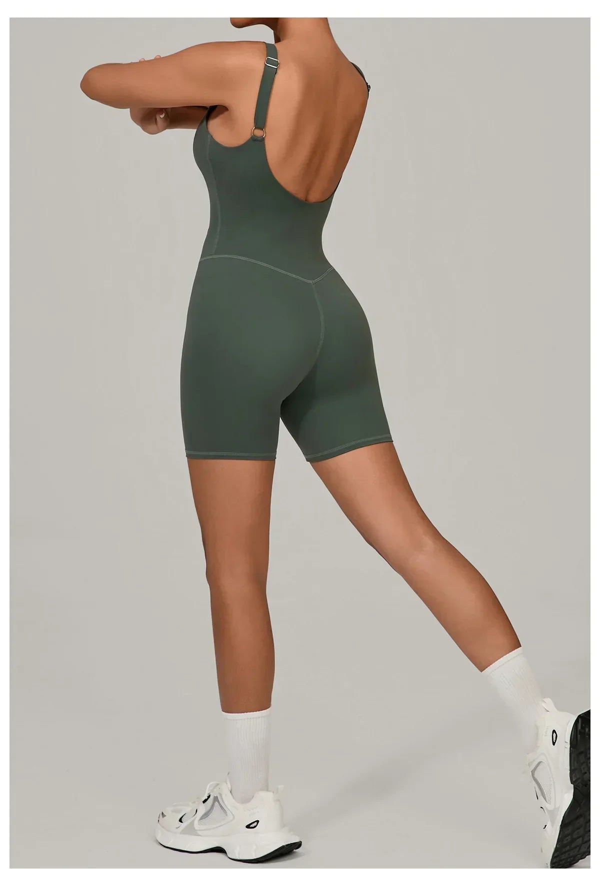 Women's Tracksuit Backless Workout Rompers Top Bodycon One Piece Halter Sleeveless Bodysuit Short Jumpsuits Push Up Sportswear
