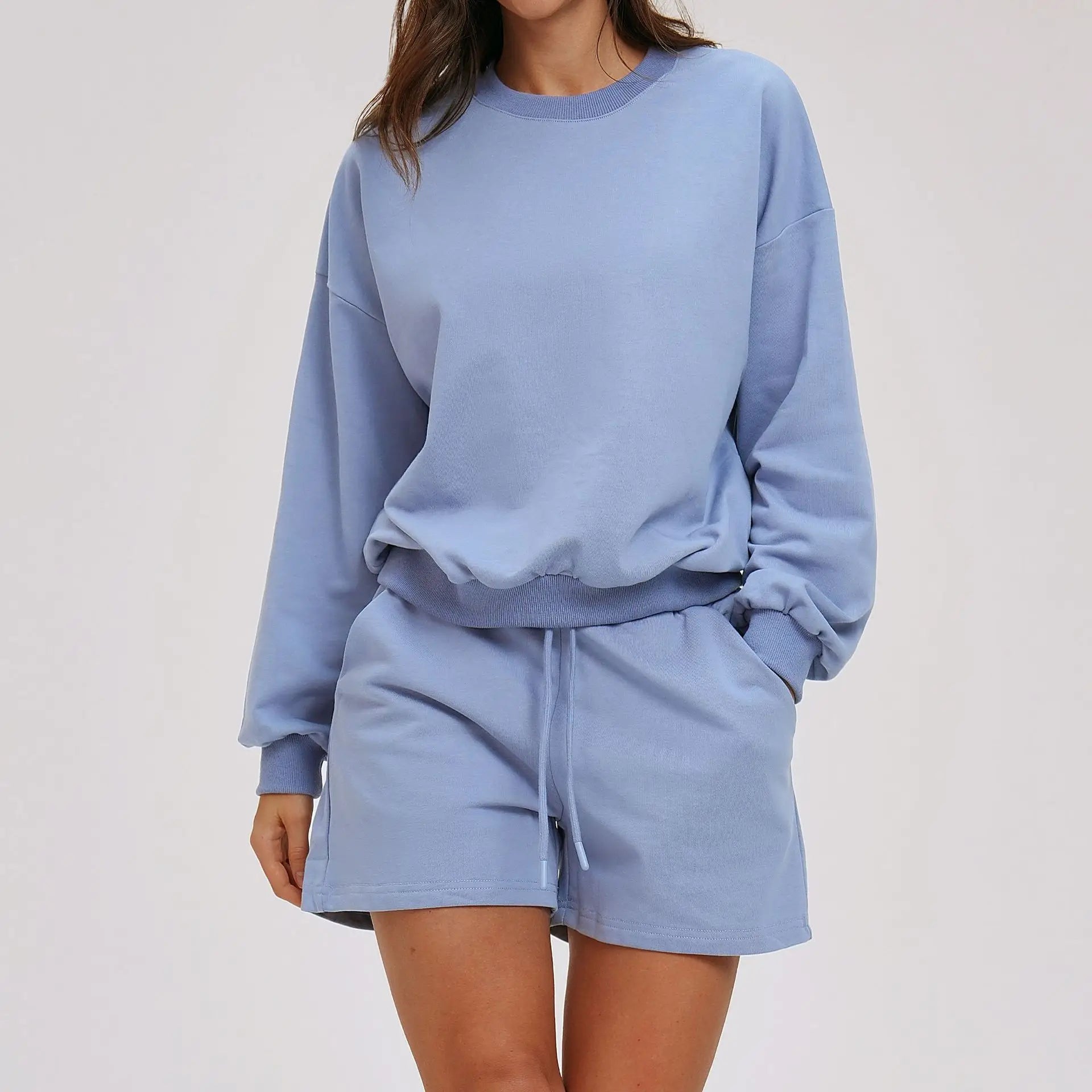 2-piece Yoga Set Women's Hoodie Set Winter Loose Long Sleeved Sports Set Outdoor Fitness Set Cycling Shorts Casual Set