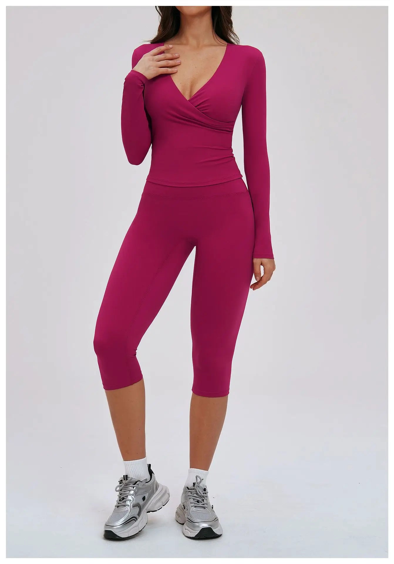 Yoga Suit 2PCS Sports Outfits Women Quick-Drying Gym Set Women Tracksuit Running Workout Long Sleeve Sports Shirt Yoga Clothing