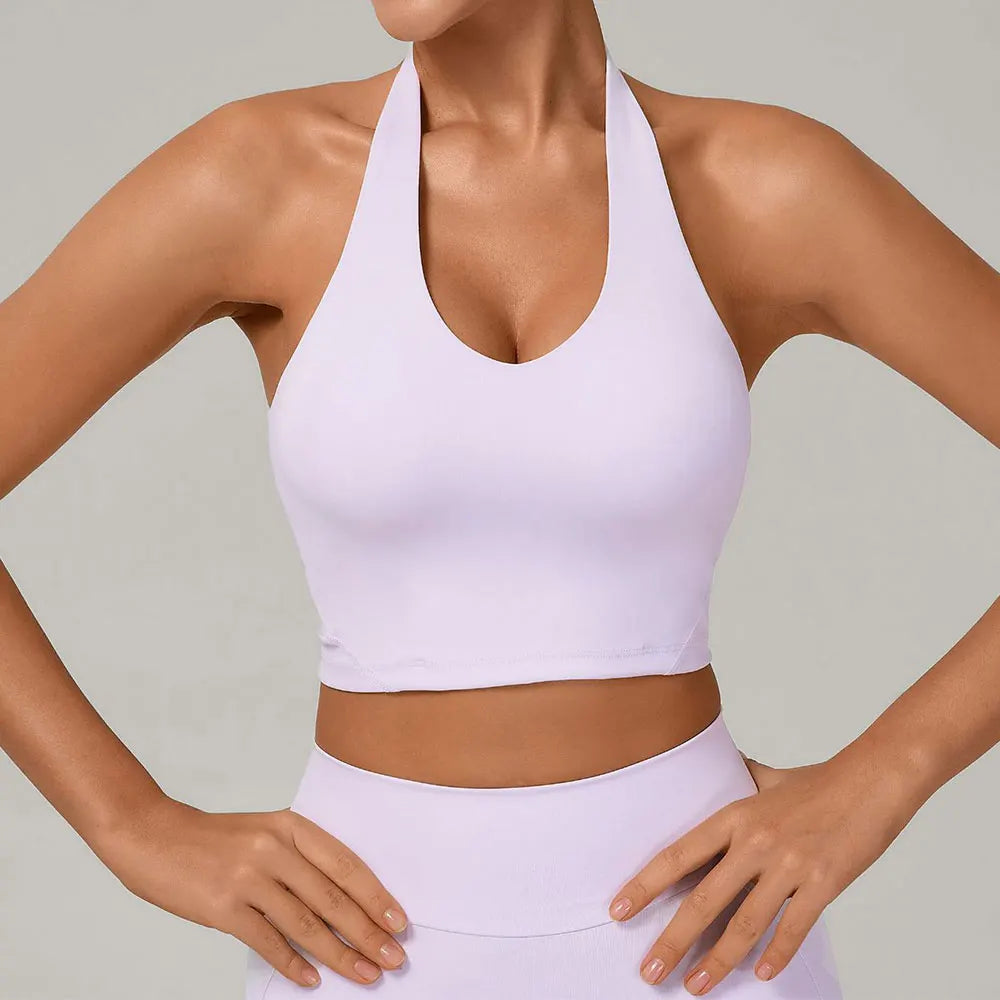 Sexy Impact Sports Bra Women Halter Top High Support Push-up Open Back Gym Bra Shockproof Running Fitness Yoga Workout Underwear